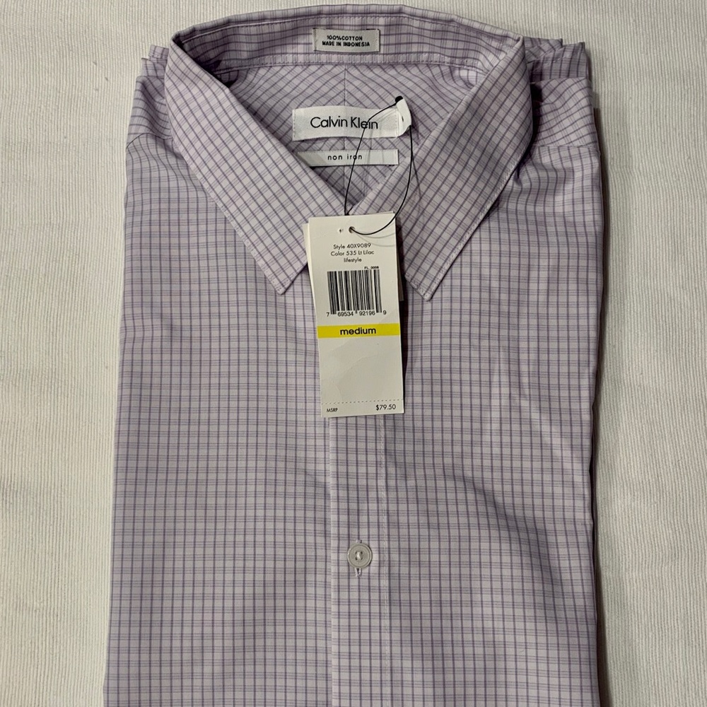NWT Men's Calvin Klein Non-Iron Collar Dress Shirt